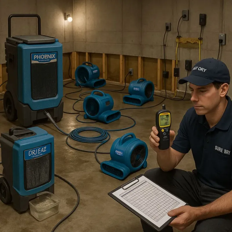 Structural Drying and Dehumidification process in Woxall, PA